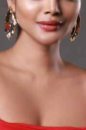 Hammered Leaf Statement Earrings