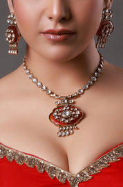 Uncut Mossonaite Kundan & Meenakari Necklace