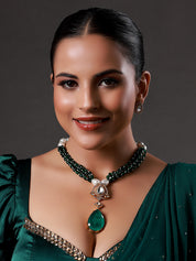 Emerald Stone Doublet Layered Kundan Victorian Polki Necklace
