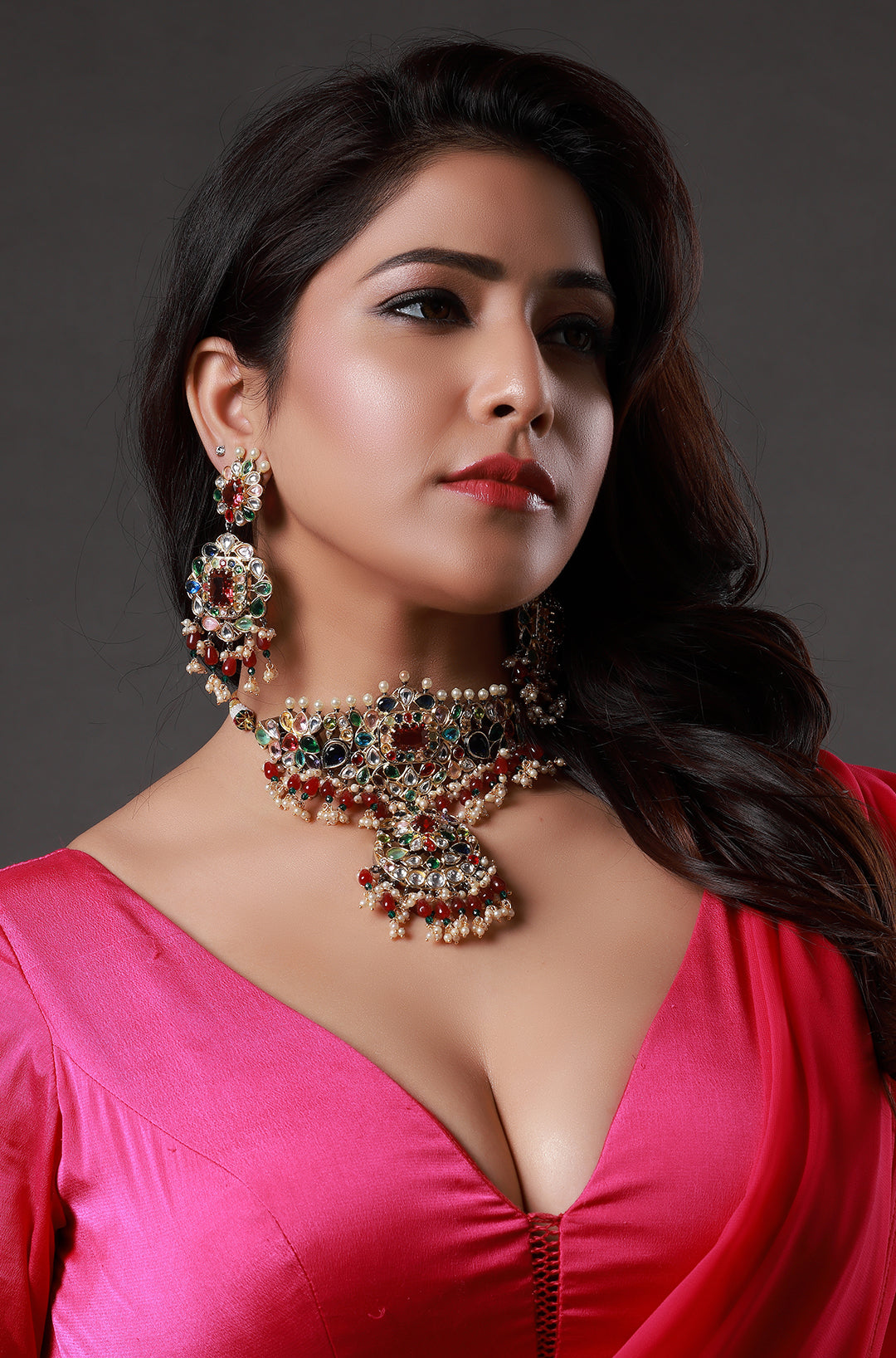Gold-Plated Kundan Studded Bridal Choker Necklace