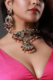 Gold-Plated Kundan Studded Bridal Choker Necklace