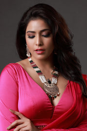 Three-Tone Finish Red Kundan Polki Long Necklace