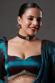 Square Shape Kundan Polki Pendant CZ With Kundan Gold Plated Choker Necklace