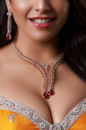 Bollywood Inspired Silver-Plated Ruby AD Studded Necklace