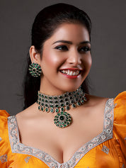 Deepika Padukone Brass & Emerald with Zircon Choker