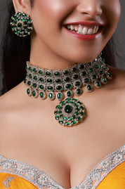 Deepika Padukone Brass & Emerald with Zircon Choker