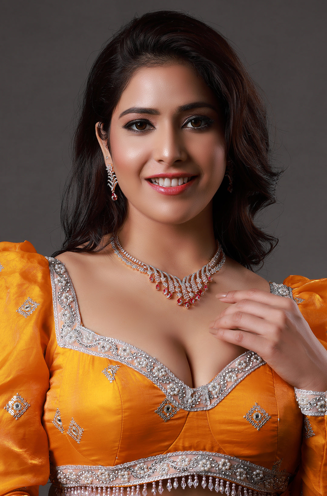 Silver-Plated Handcrafted Stone-Studded Necklace