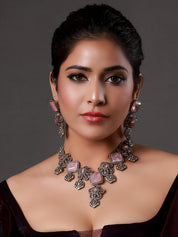 Royal Pink Flower Victorian Neckpiece