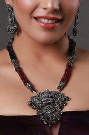 Oxidized Laxmi Pendant Necklace