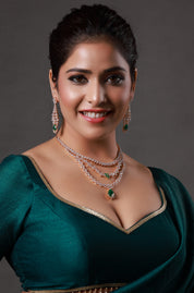 Silver-Plated American Diamond-Studded Necklace