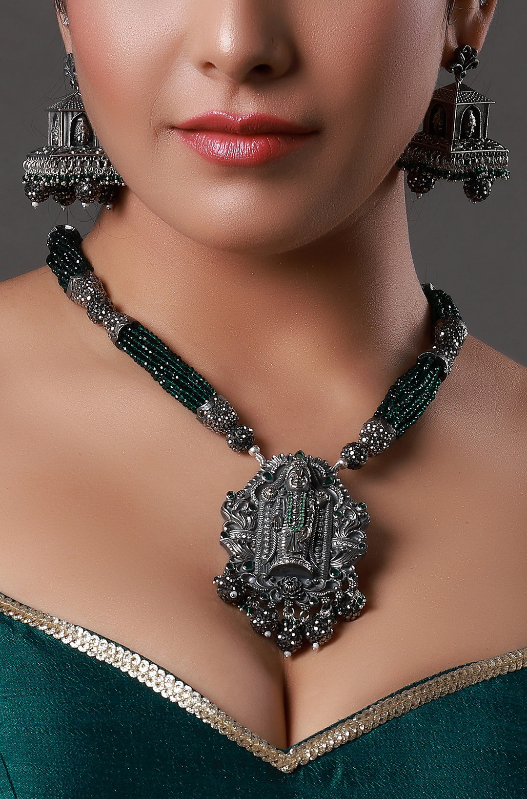 Devi Lakshmi Oxidized Necklace Set
