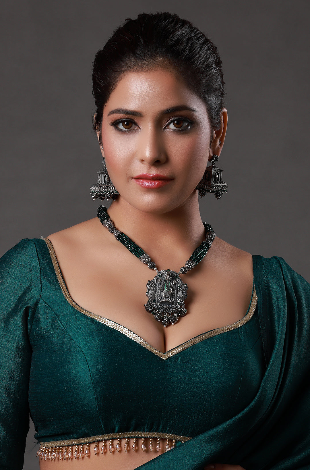 Devi Lakshmi Oxidized Necklace Set