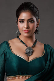 Devi Lakshmi Oxidized Necklace Set