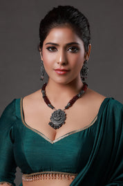 Oxidized Laxmi Pendant Necklace