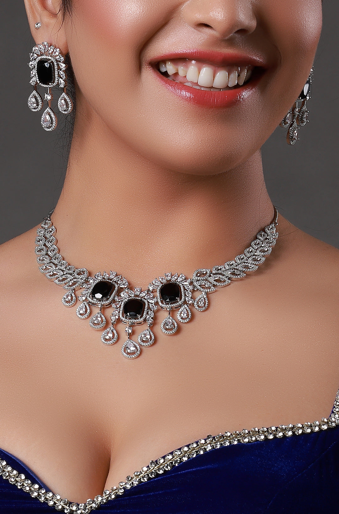 Cubic Zirconia Classic Necklace With Rhodium Plating