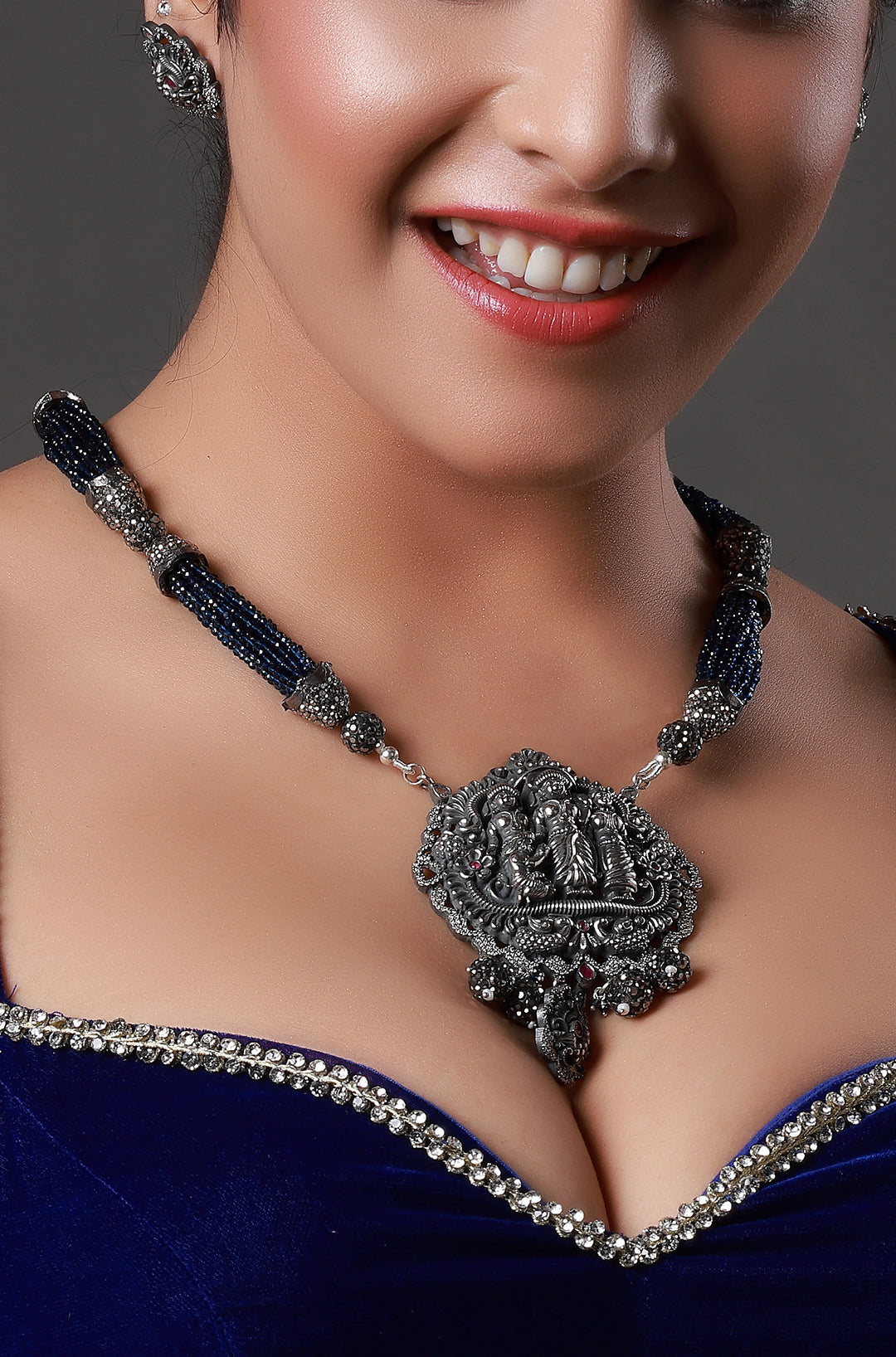 Blue Oxidized Necklace