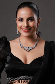 Navy Blue Stone Embellished American Diamond Necklace