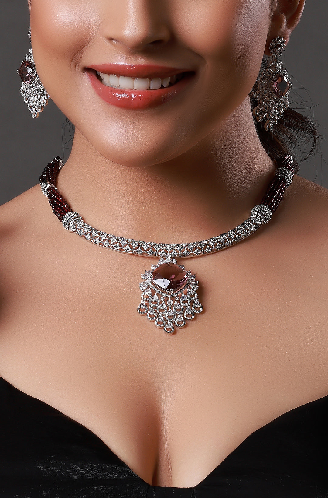 Sparkling Elegance Radiant Brilliance American Diamond Choker Necklace
