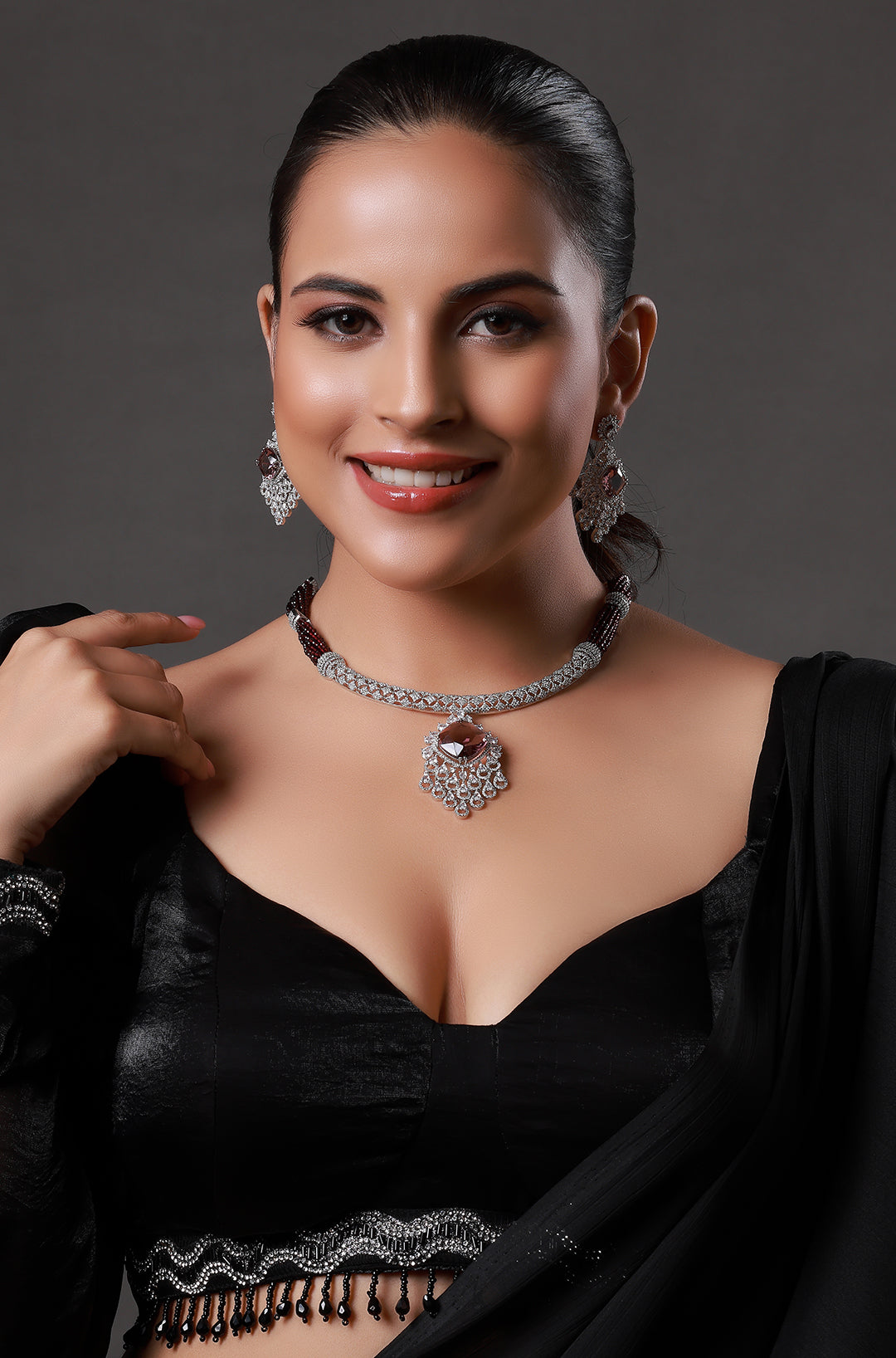 Sparkling Elegance Radiant Brilliance American Diamond Choker Necklace