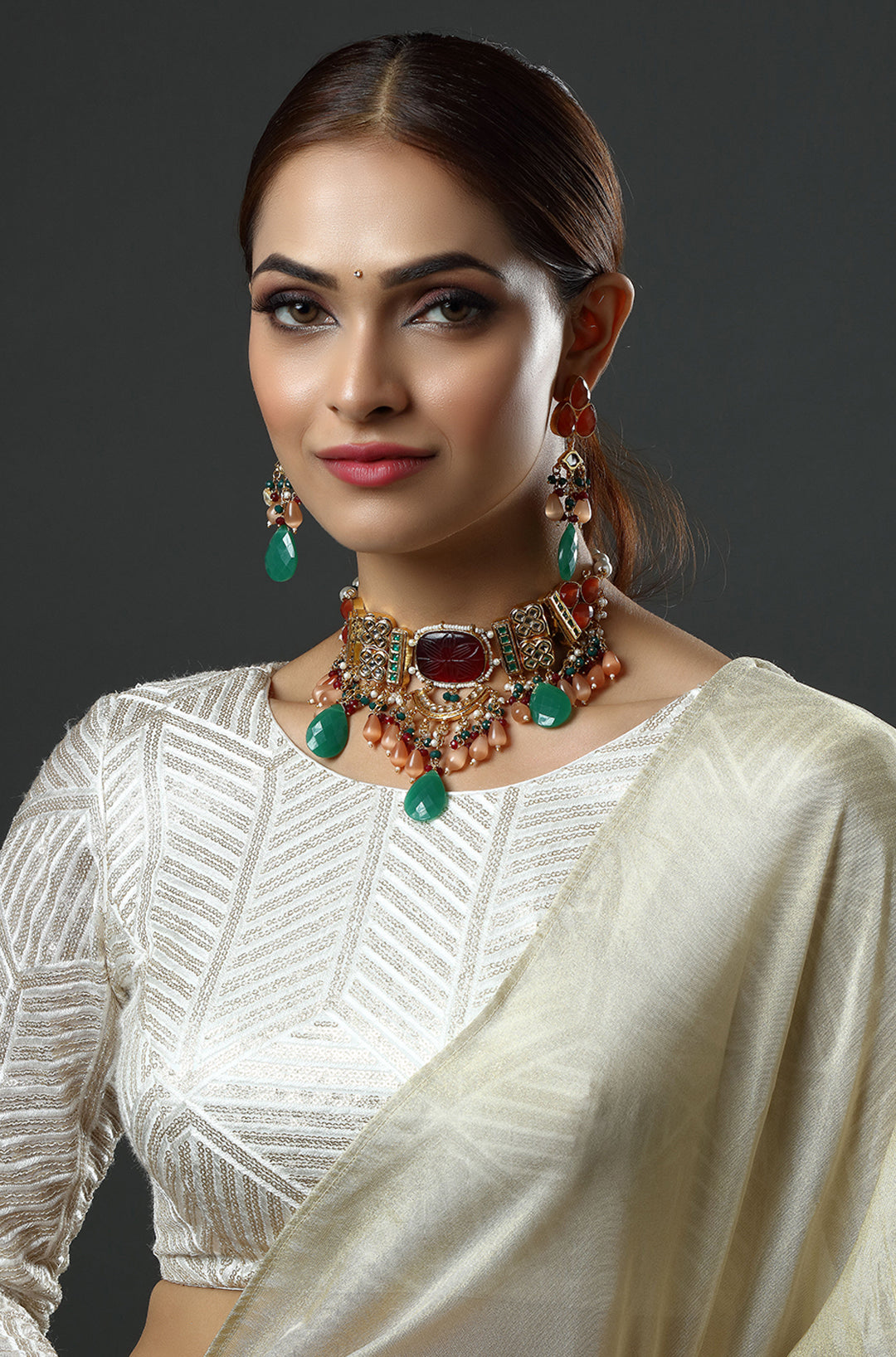 Imperial Garnet & Emerald Choker Necklace