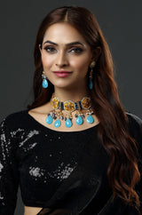 Celestial Aqua Meenakari Necklace