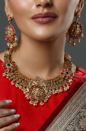 Lakshmi Temple Antique Gold Necklace Set