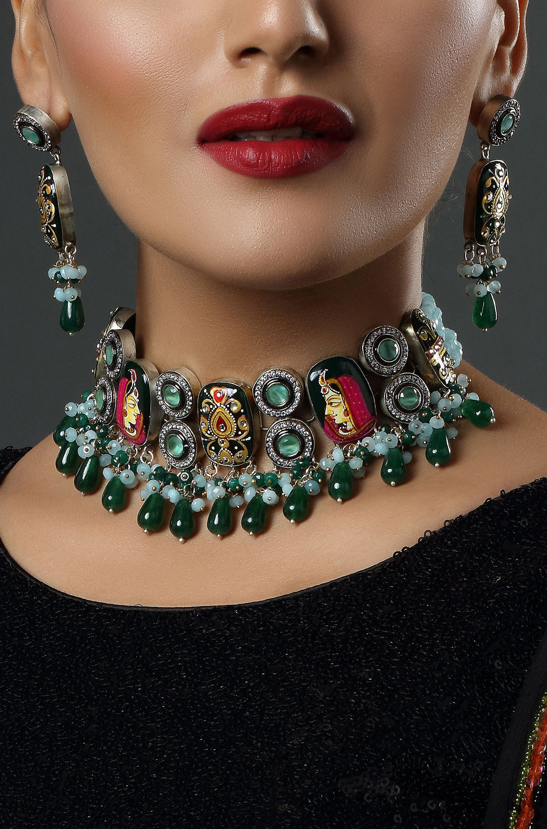 Heritage Enamel Kundan Choker Set