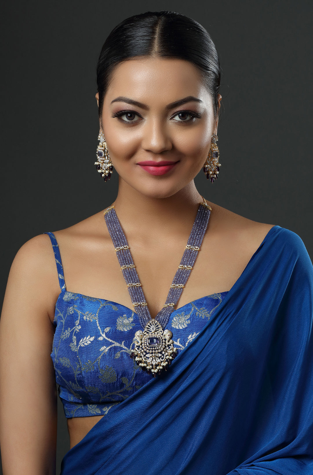 CZ Bandhai Necklace With Rhodium Plating