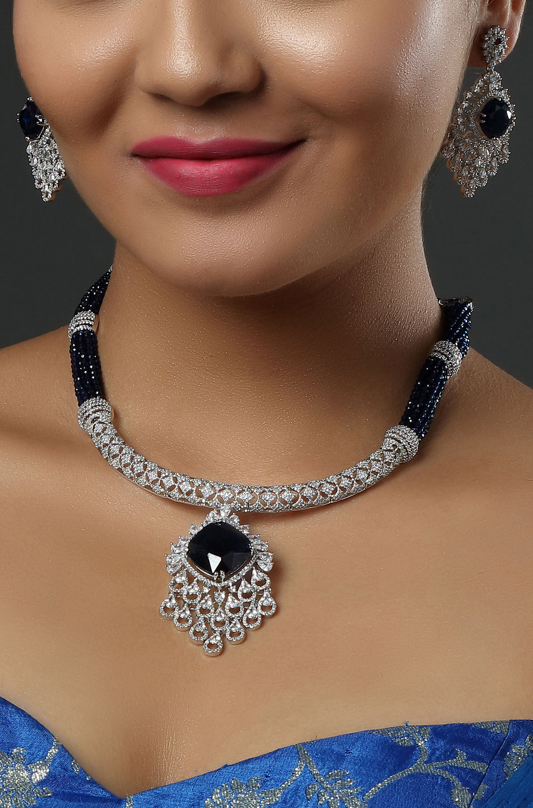 Sparkling Elegance Radiant Brilliance American Diamond Choker Necklace