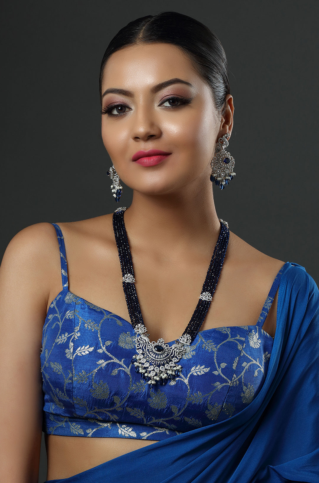 CZ Bandhai Necklace With Rhodium Plating
