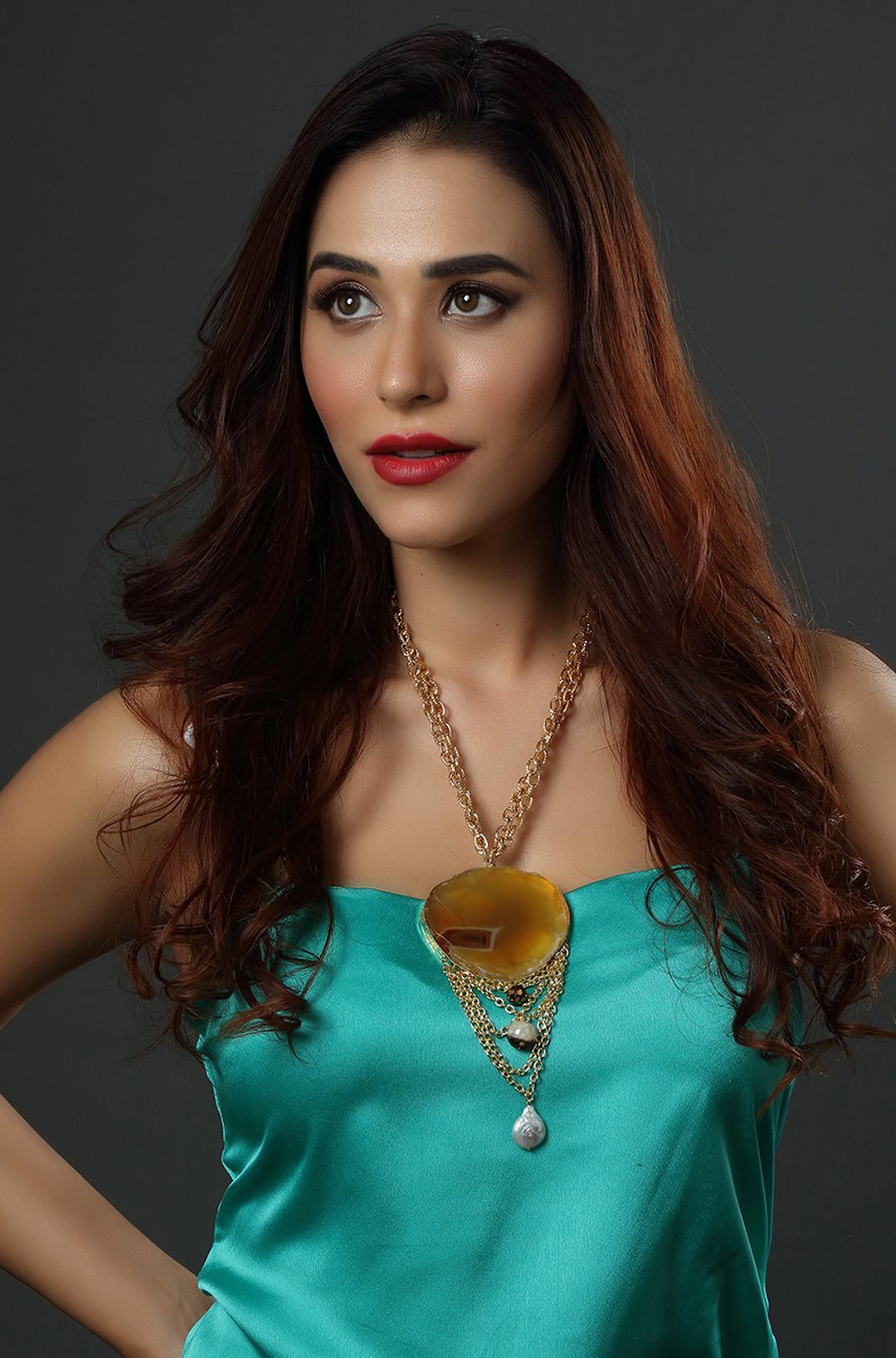 Golden Strata Pendant Necklace