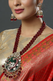Victorian Peacock Color Multi Layer Beads Necklace