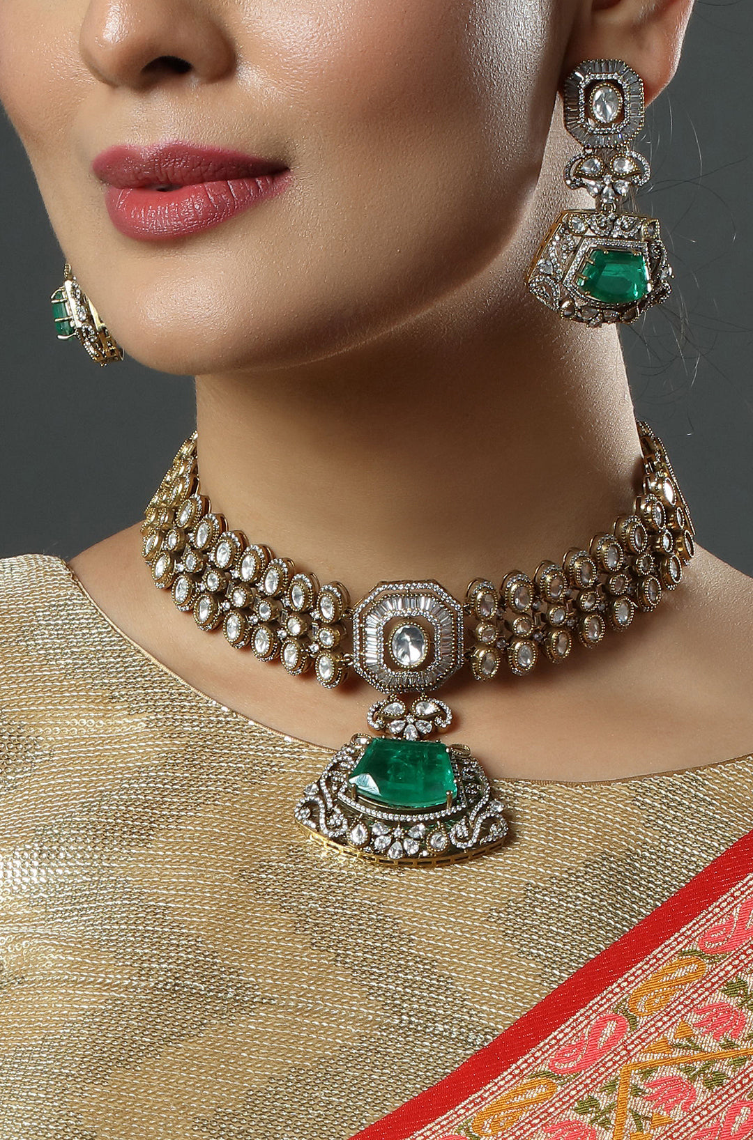 Emerald Heirloom Kundan Choker Set