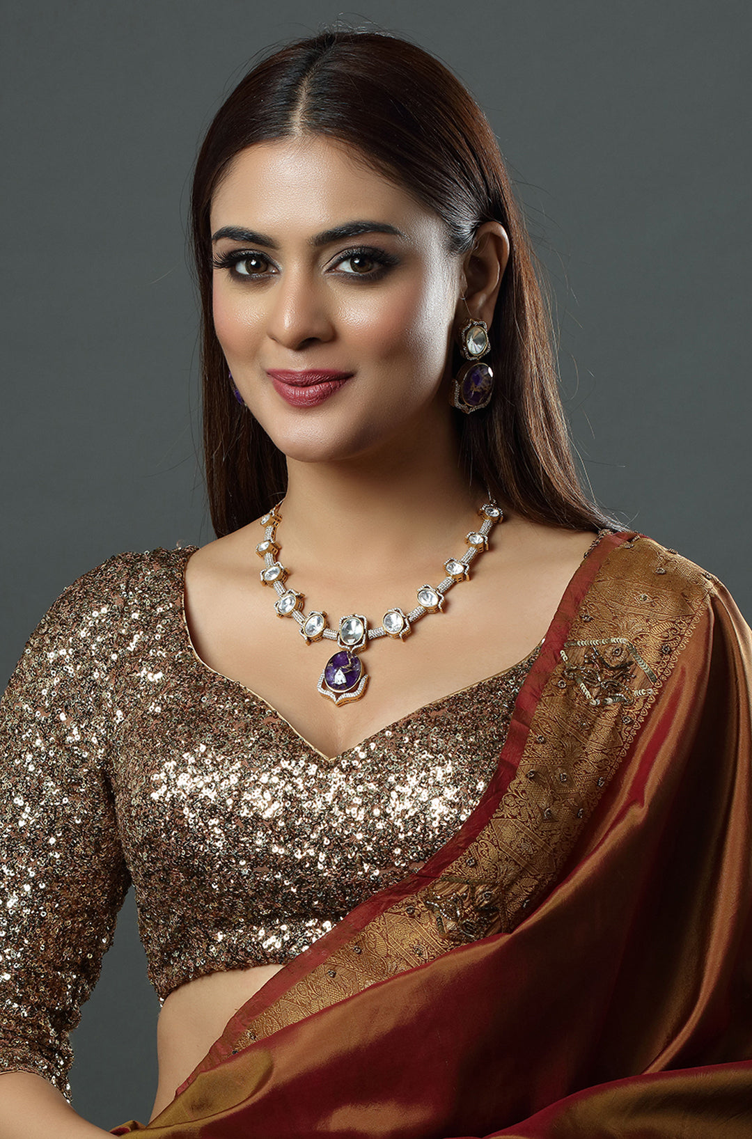 Rich Purple Doublet Stones Necklace
