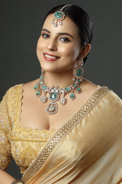 Heritage Teal Kundan Necklace