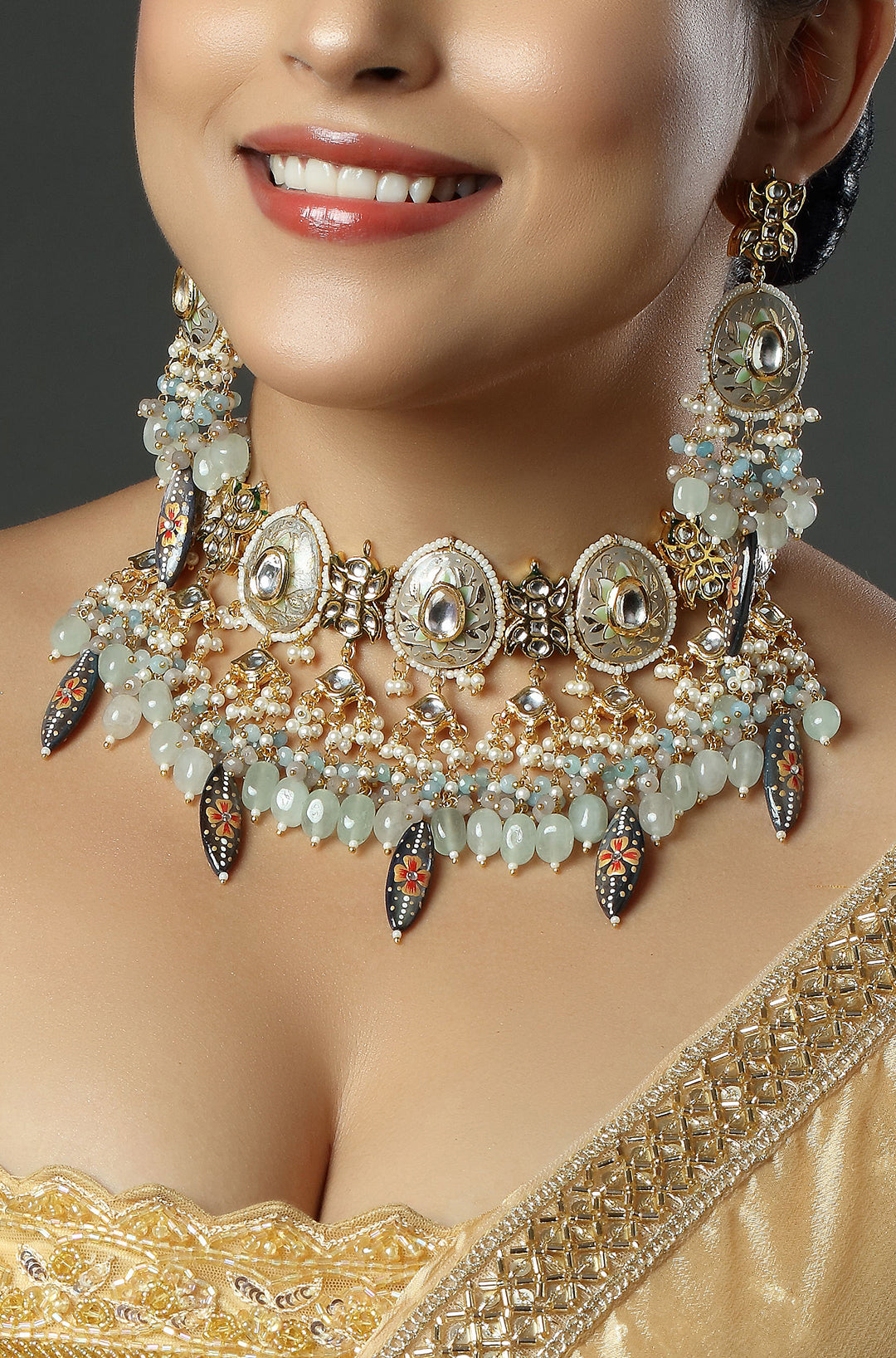 The Ivory Meenakari Grandeur Choker Necklace