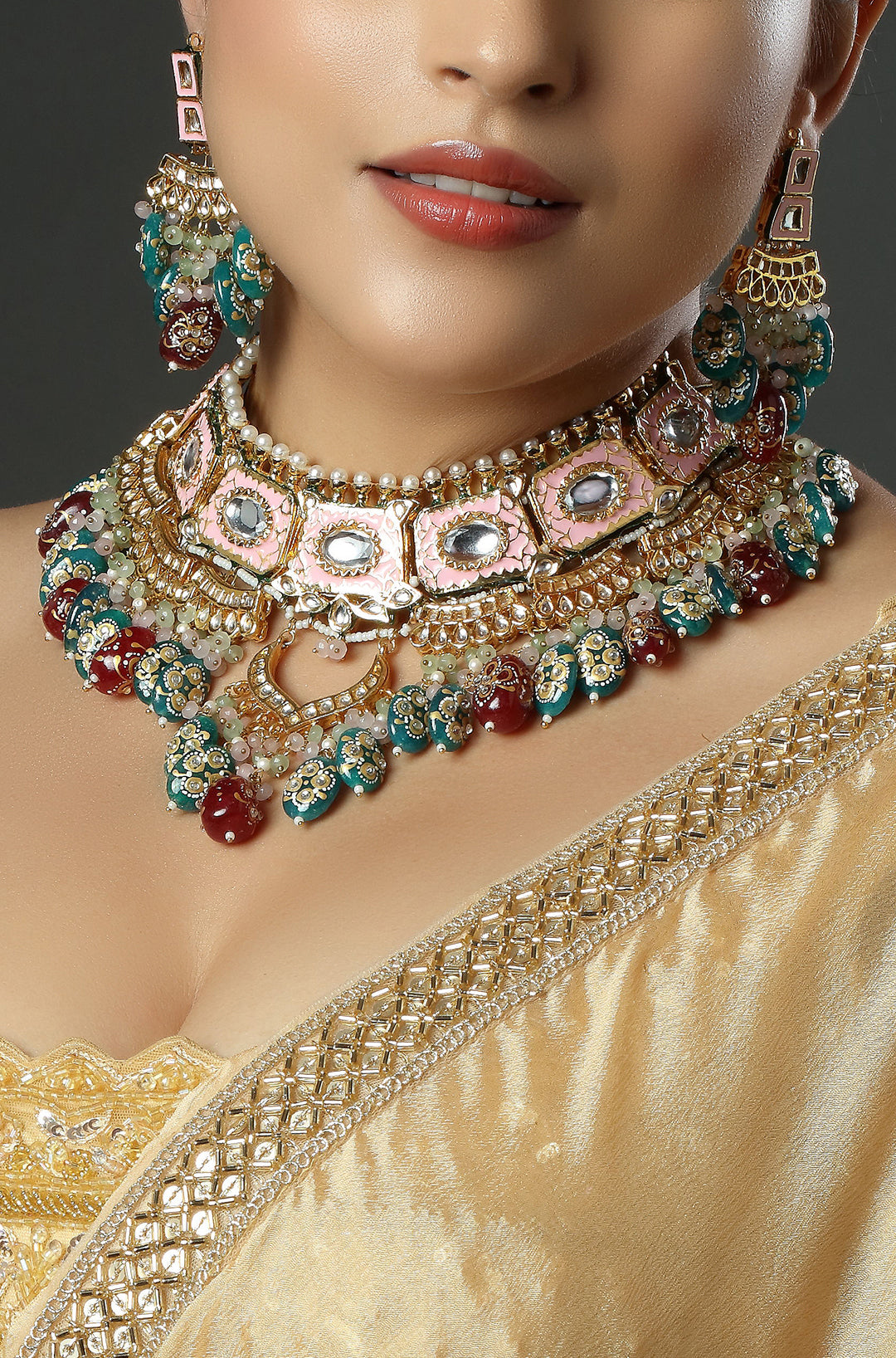 The Royal Blush & Teal Statement Necklace