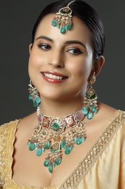 Heritage Enamel Kundan Statement Necklace