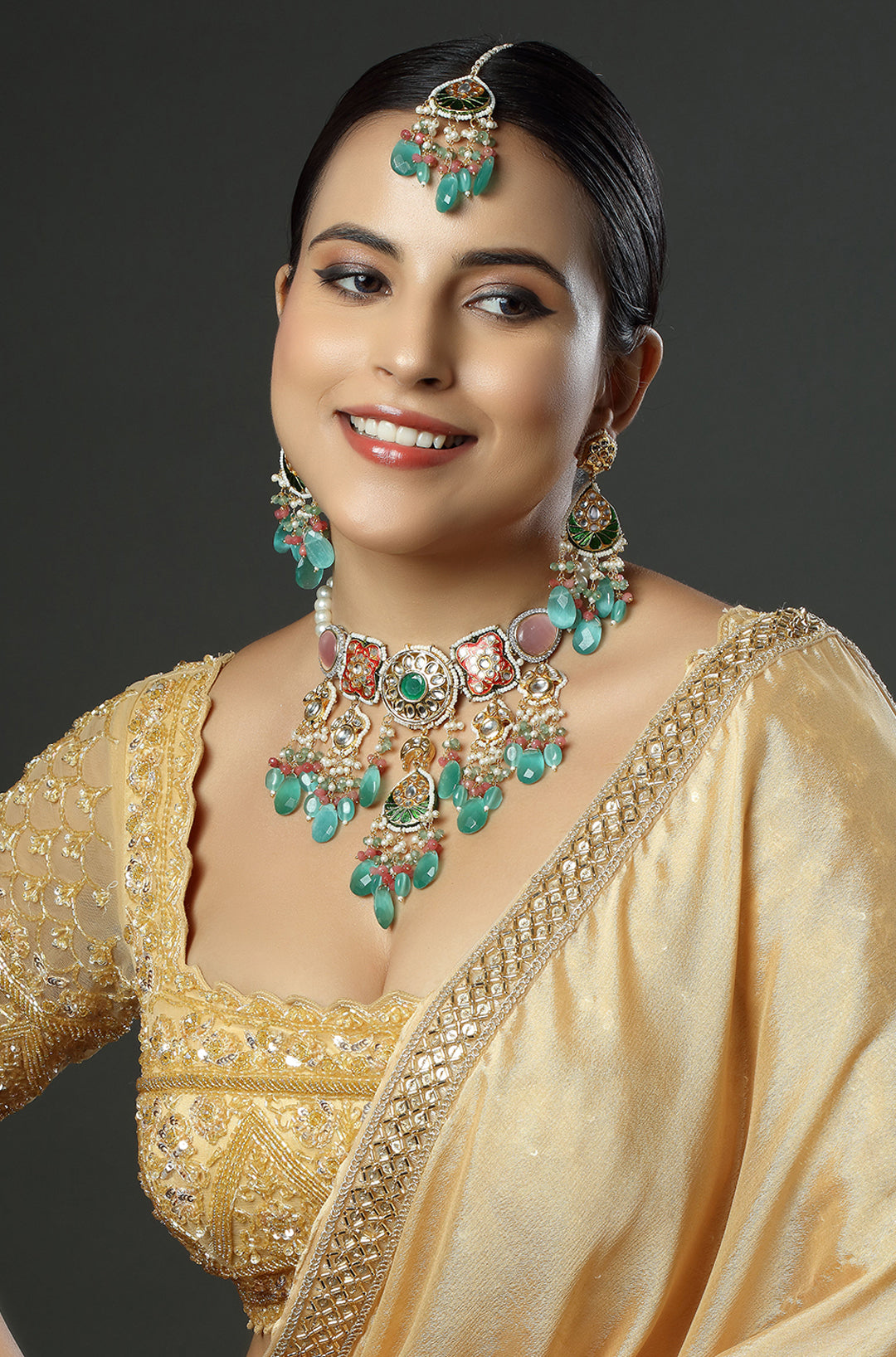 Heritage Enamel Kundan Statement Necklace