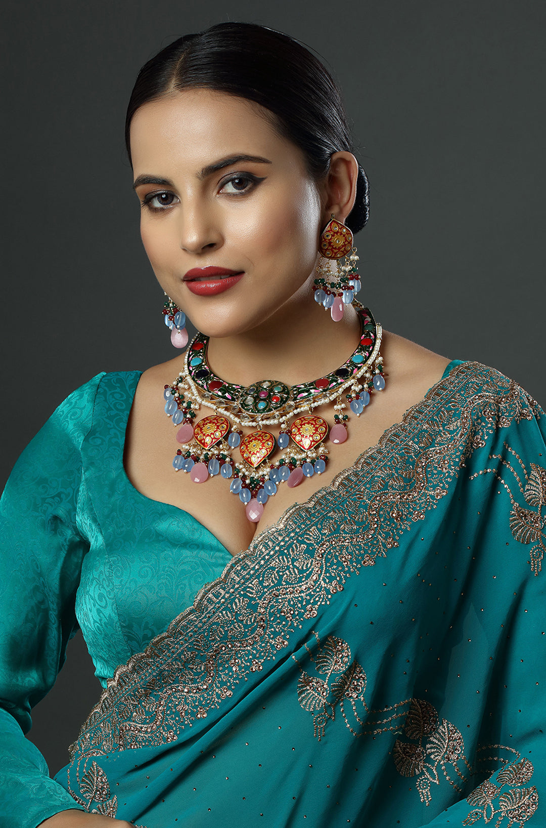 Cerulean Rose Mosaic Necklace
