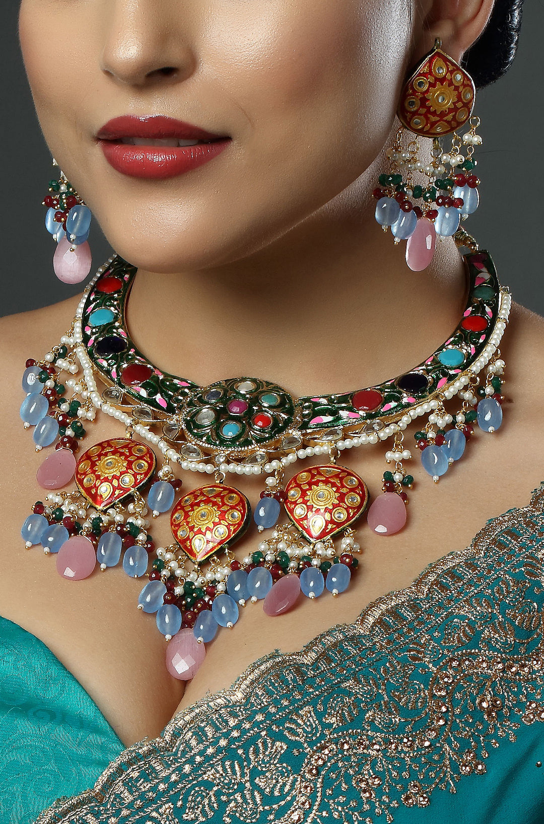 Cerulean Rose Mosaic Necklace