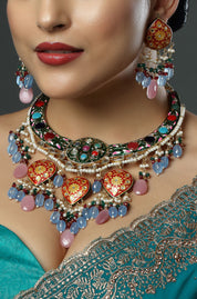 Cerulean Rose Mosaic Necklace
