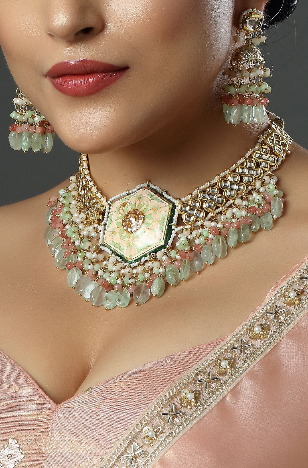 Pista-Gulabi Enchanted Choker Necklace