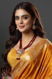 Ruby Beaded & Birds Meenakari Designer Necklace