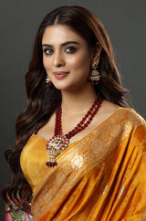 Ruby Beaded & Birds Meenakari Designer Necklace