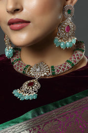 Emerald & Mint Drop Kundan Choker Set
