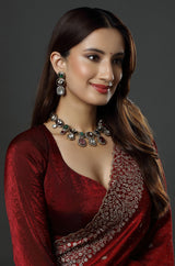 Victorian Kundan & Navratan Meenakari Multi Color Necklace