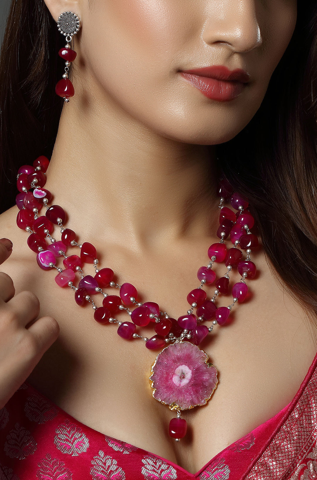 Pink Agate Stone Necklace