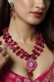 Pink Agate Stone Necklace