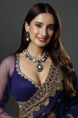 Gold Finish Multi-Colored Moissanite Kundan Layered Necklace